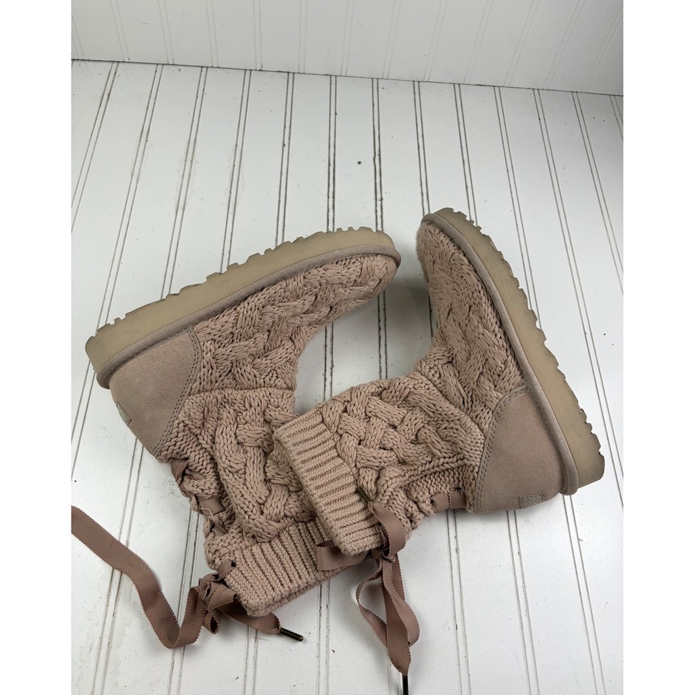 UGG Isla Cable Knit Pink Boots Women's Size 7 - Picture 12 of 12